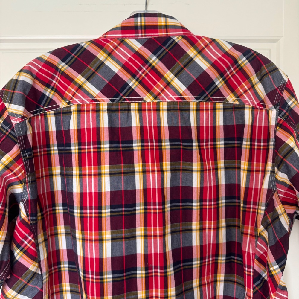 Rocawear Denim‎ Co. Y2K Master Builders Red Plaid Cotton SS Snap Front Shirt XL - Picture 13 of 14